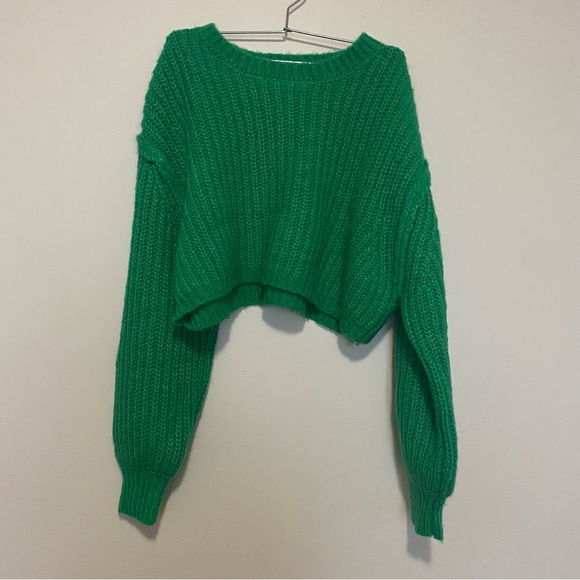 ZARA CROPPED GREEN SWEATER - Picture 3 of 5